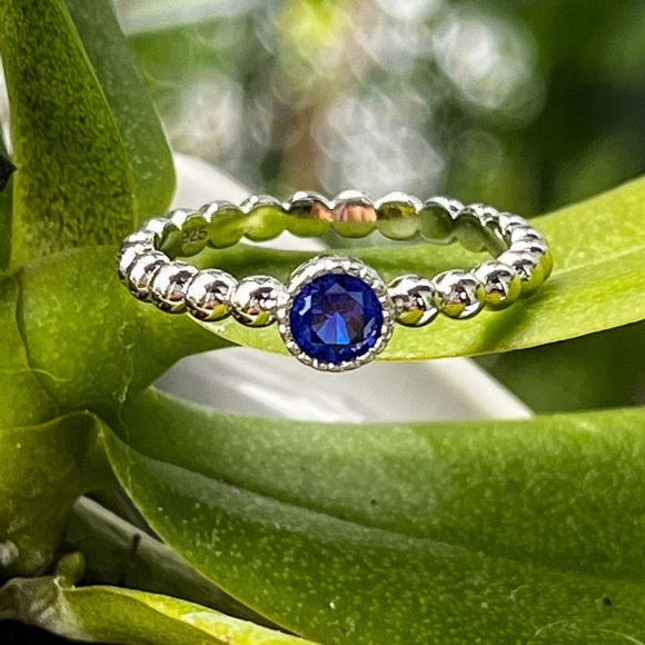 NWOT Sterling Silver Round Cut Beaded Blue Spinel CZ - Picture 7 of 7